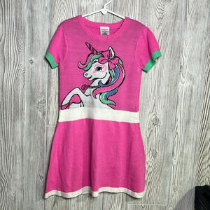 JoJo Siwa Girls Sweater Dress Sz S 6 Unicorn Short Sleeve Pink